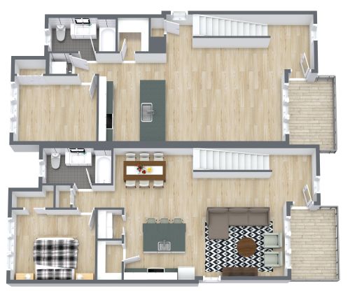 3 Story Duplex Floor Plan