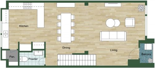 Floor Plan With Large Kitchen and 2 Car Garage