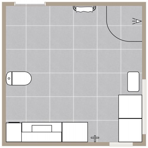 Square 3/4 Bathroom Floor Plan