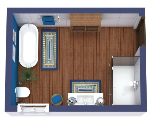 Rectangular Beach Style Master Bathroom