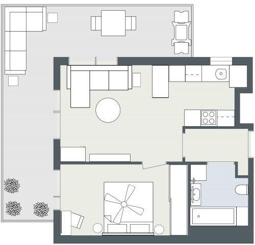 1 Bed Apartment Layout