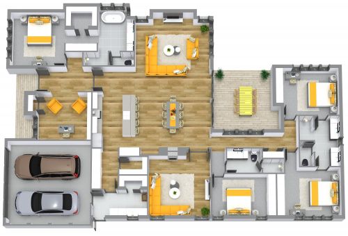 Lively Floor Plan Layout With Patio and 2 Car Garage