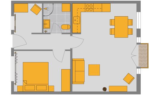 Bright 1 Bedroom Floor Plan With Spacious Entry