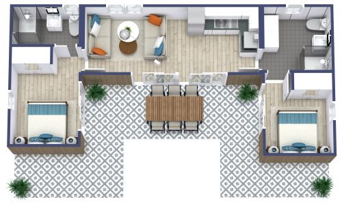 Floor Plan 2 Bedroom Tiny House Interior