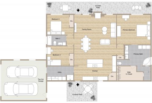 Barndominium House Layout With 3 Bedrooms