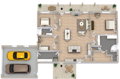 Barndominium House Layout With 3 Bedrooms