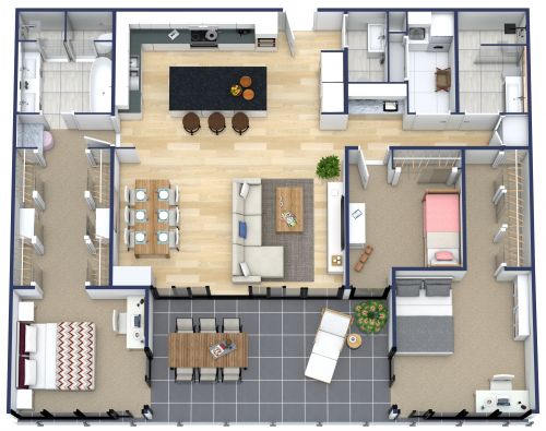 3 Bedroom Luxury Apartment Plan