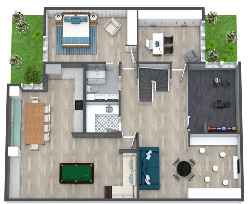 Basement Floor Plan With Stairs in Middle