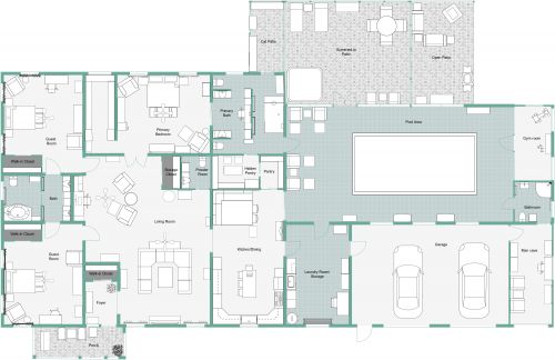 1 Story 3 Bedroom House Plan