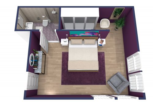 Bedroom Design with Purple Colors