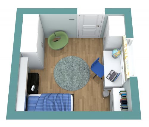 Boy's Bedroom Design With Desk