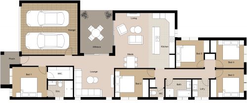 Space Efficient Layout With Garage and Patio