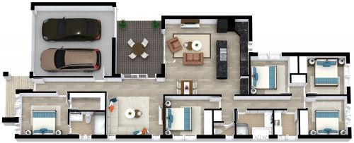 Space Efficient Layout With Garage and Patio