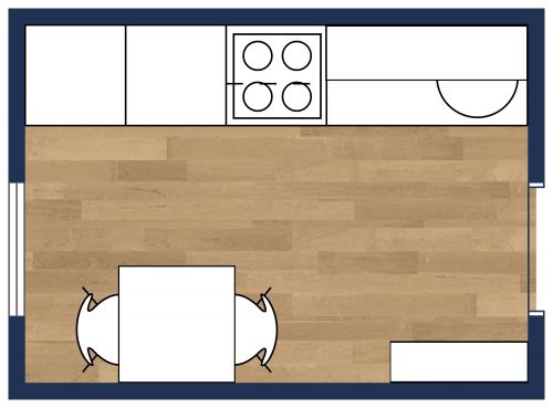 Small Single Wall Kitchen Floor Plan