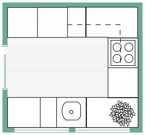 Small U-shaped Kitchen Floor Plan