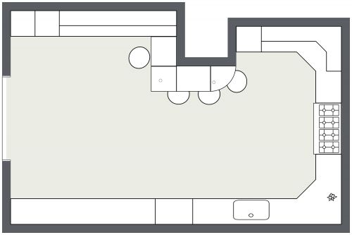 Trendy Kitchen Layout With Breakfast Bar