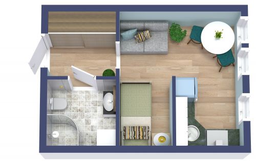 Small and Cozy Studio Apartment Plan