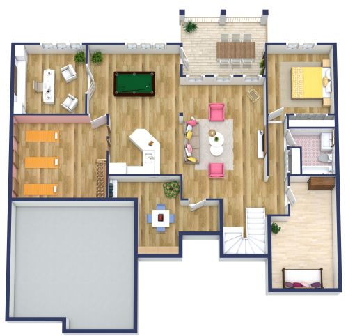 Open Floor Plan Basement Idea