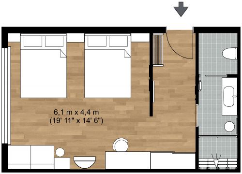 Luxury Hotel Room Floor Plan With Twin Beds