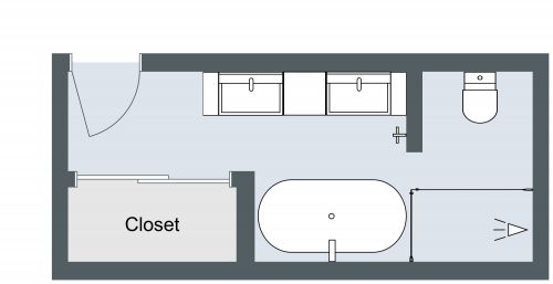 Modern Rectangular Bathroom Layout