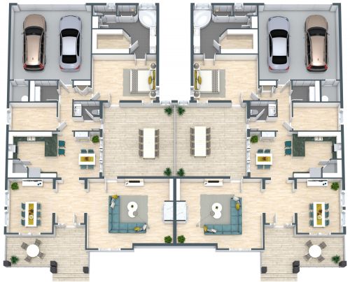 One Story Duplex House Plan