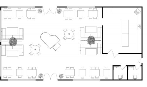 Warm Elegant Restaurant Plan With Grand Piano