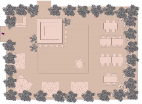 Tropical Outdoor Restaurant Layout With Pool Bar