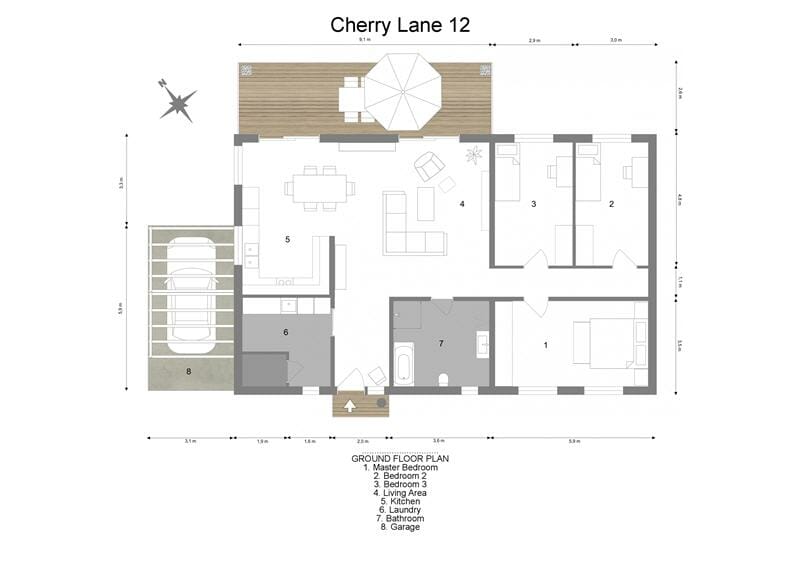 2D floor plan with legend