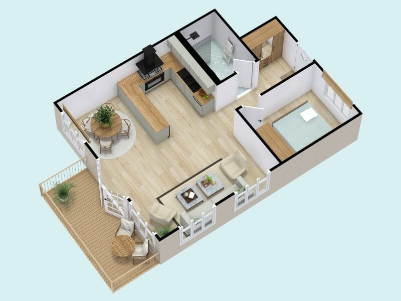 3D color floor plans