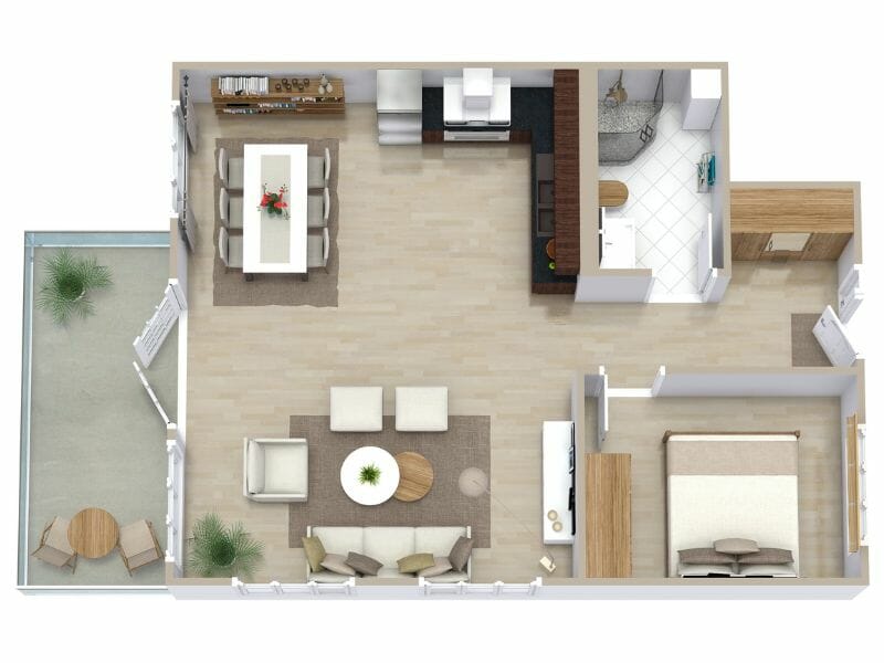 3d floor plan color organic