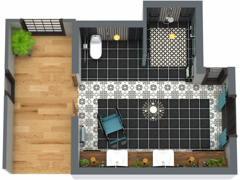 Accessible Bathroom 3D Floor Plan