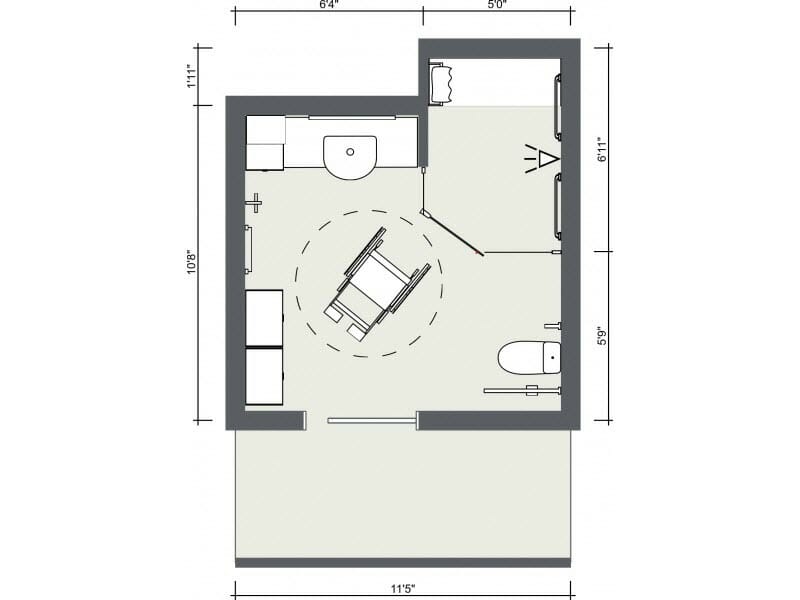 Accessible Bathroom Tan Beige 2D Floor Plan