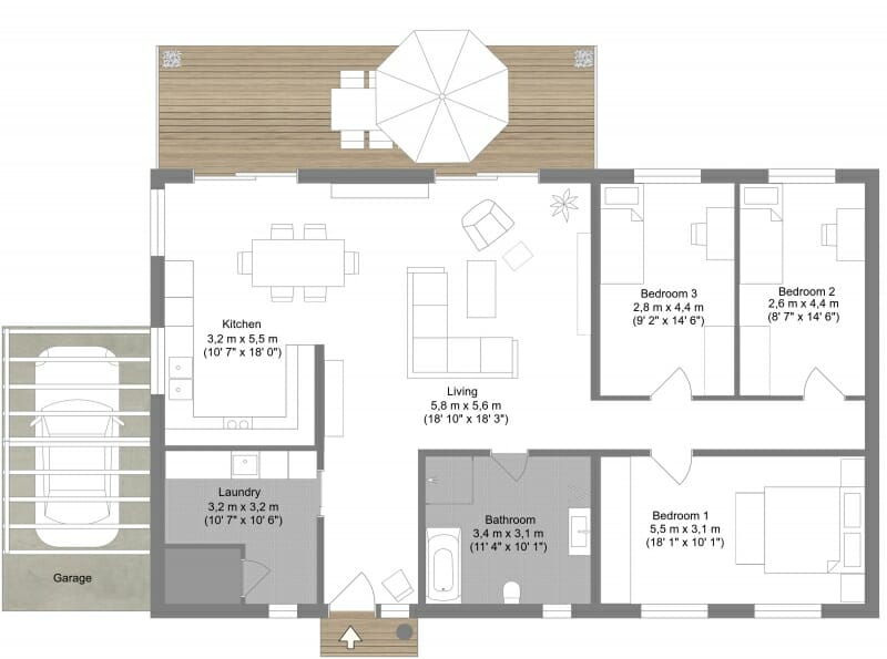 2d floor plan with labels