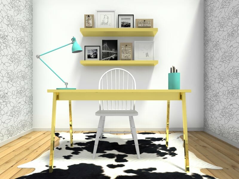 Bright bold yellow desk