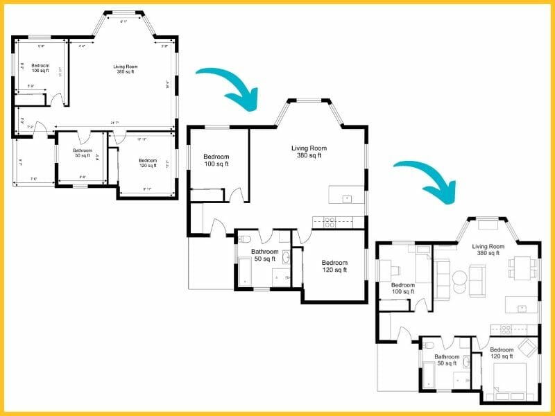 Black and white 2d floor plans