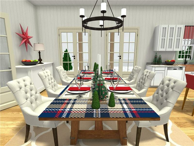 Plaid Christmas decorating ideas dining room