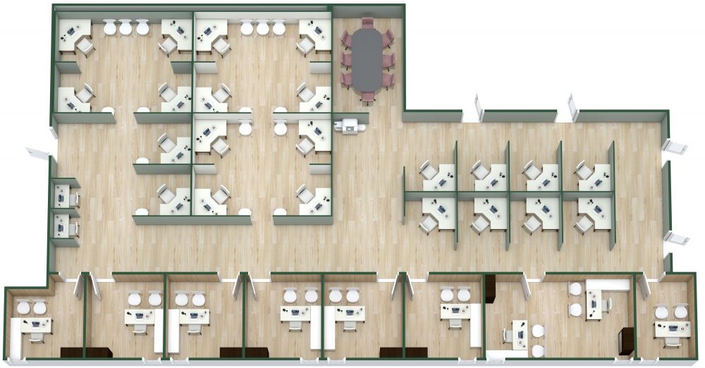 Cubicle Office Layouts 3D Floor Plan