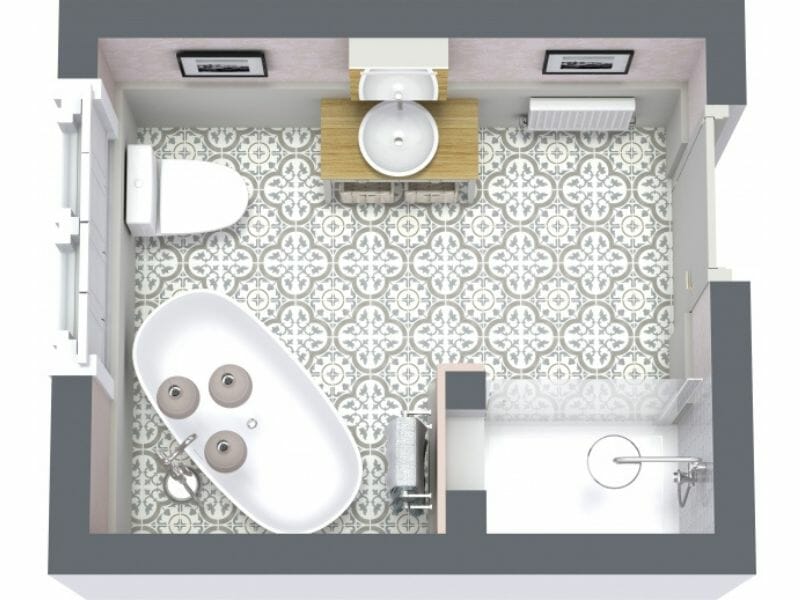 Full bathroom layout in 3D