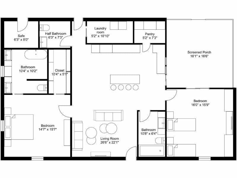 Blueprint of barndominium