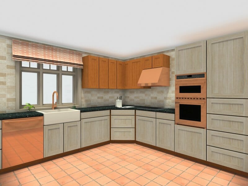 Retro style kitchen with warm colors