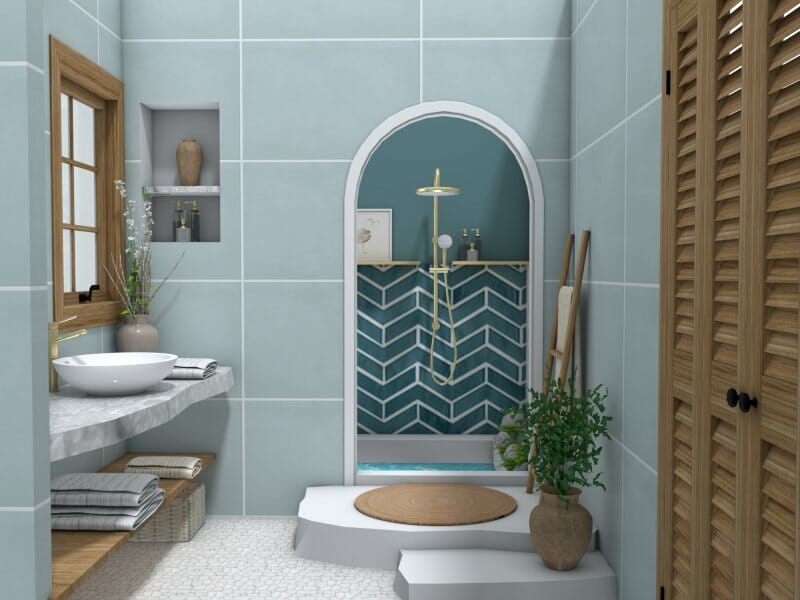 Mediterranean bathroom style blue hues