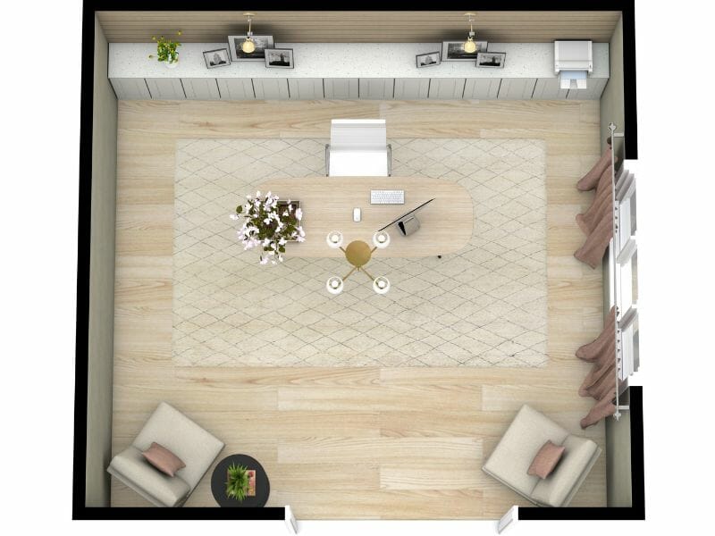 Furniture arrangement home office 3D floor plan