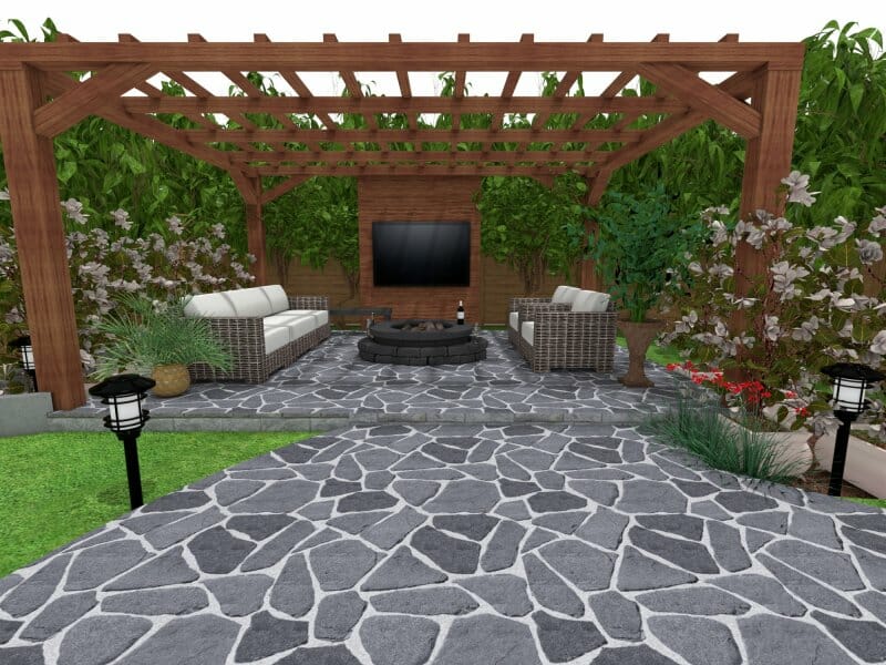 Backyard with outdoor TV