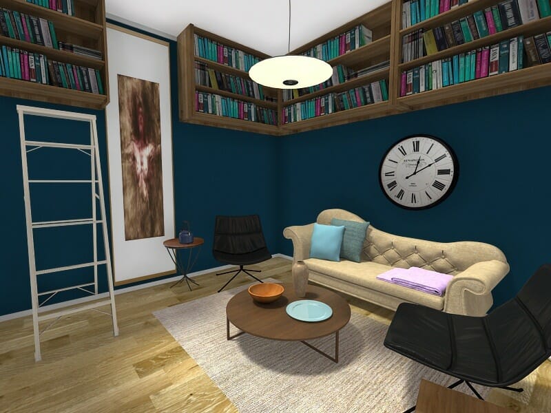 RoomSketcher 3D Photo Home Design Blue Wall