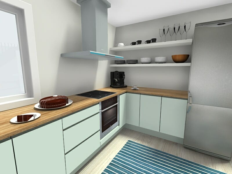 RoomSketcher Cool Mint Green Kitchen