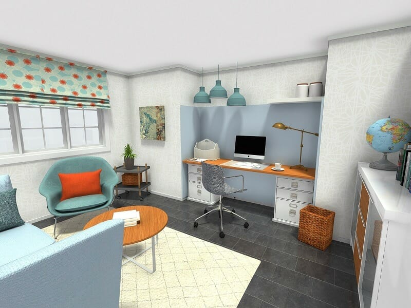 RoomSketcher Cozy Home Office Design