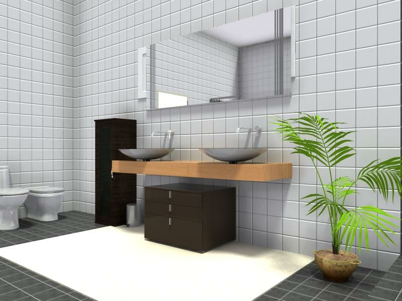 RoomSketcher Modern Bathroom Floating Double Vanity