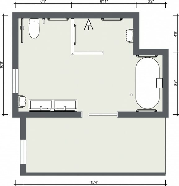 Senior Bathroom Aqua White 2D Floor Plan