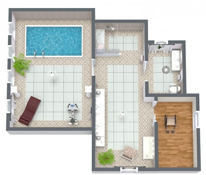 Senior Bathroom Deluxe 3D Floor Plan