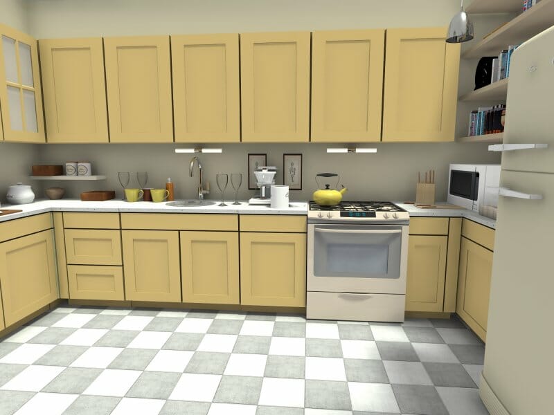 SATC yellow apartment kitchen